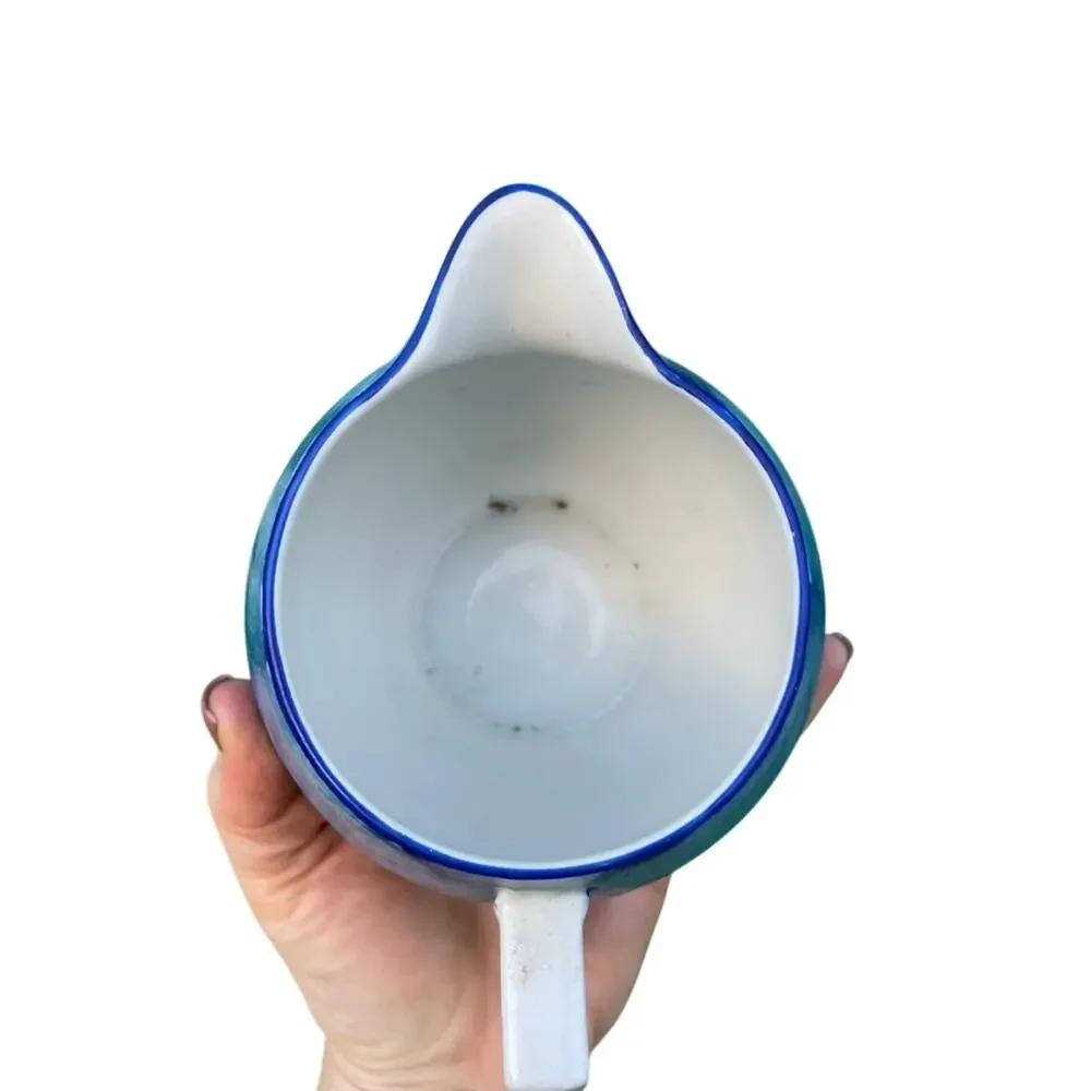 VINTAGE Set of 2 Erphila Blue Swirl Ceramic Creamer Pourers Retro